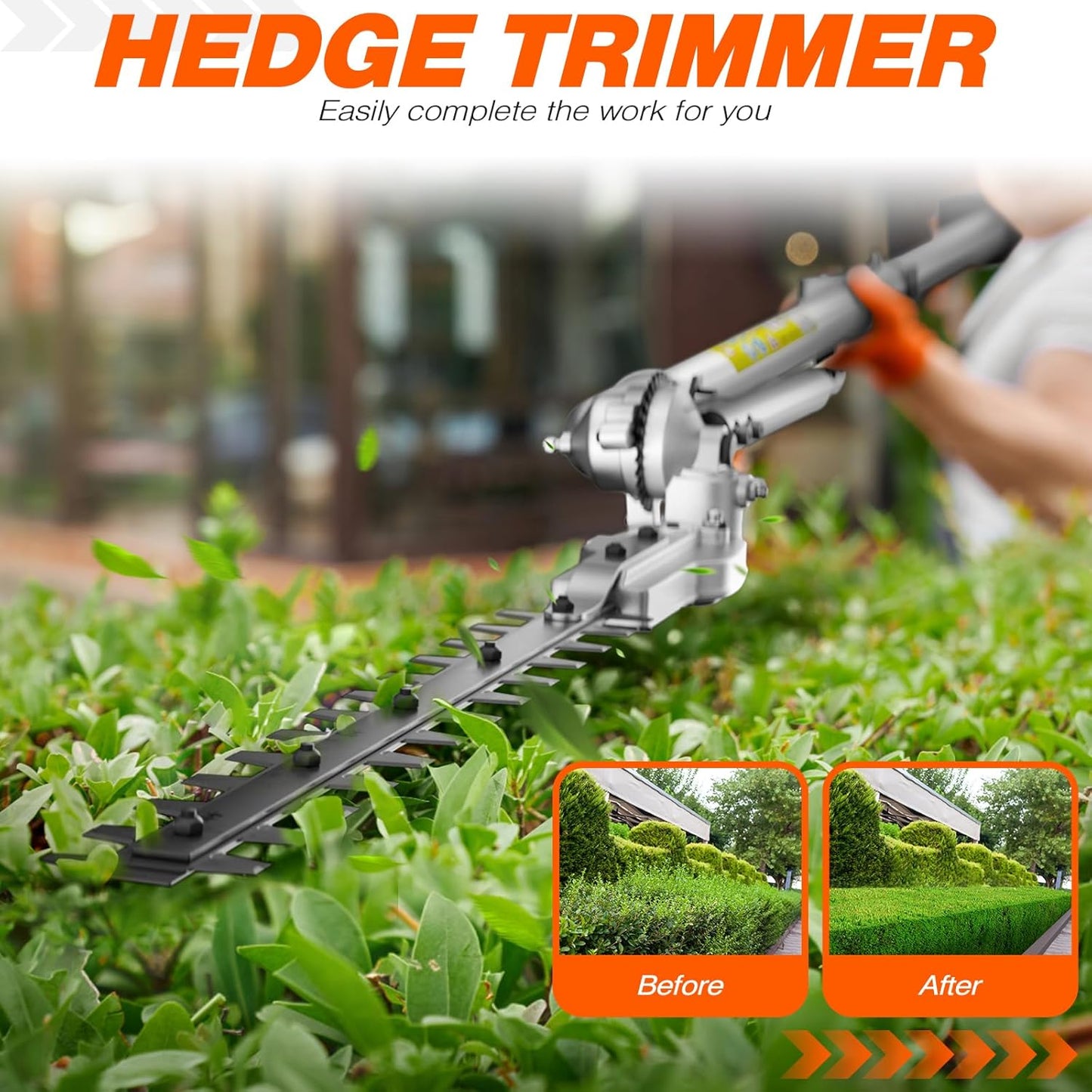 6 in 1 52cc Brush Weed Cutter Petrol Hedge Trimmer Grass Pruner Chainsaw Trimmer with Four Mowing Heads for Gardening Care