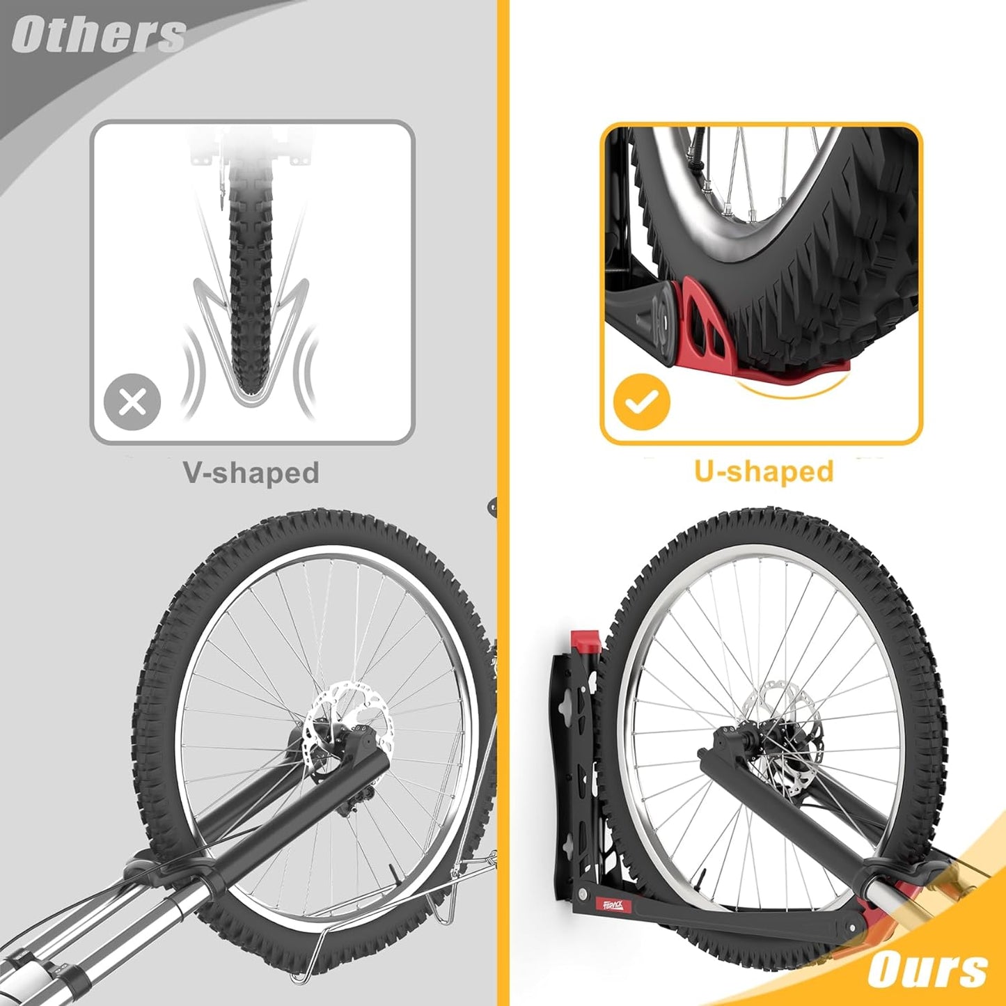 TORACK BIKEPAL Space Saving Wall Mounted Swivel Bike Racks, Vertical Bike Wall Hangers for Garage Storage Solution (2 Pack)