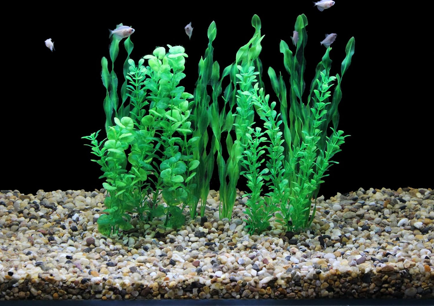 AQUANEAT Artificial Fish Tank Plants, Green Plastic Aquarium Accessories, Multi Shape Fake Decorations, 10packs