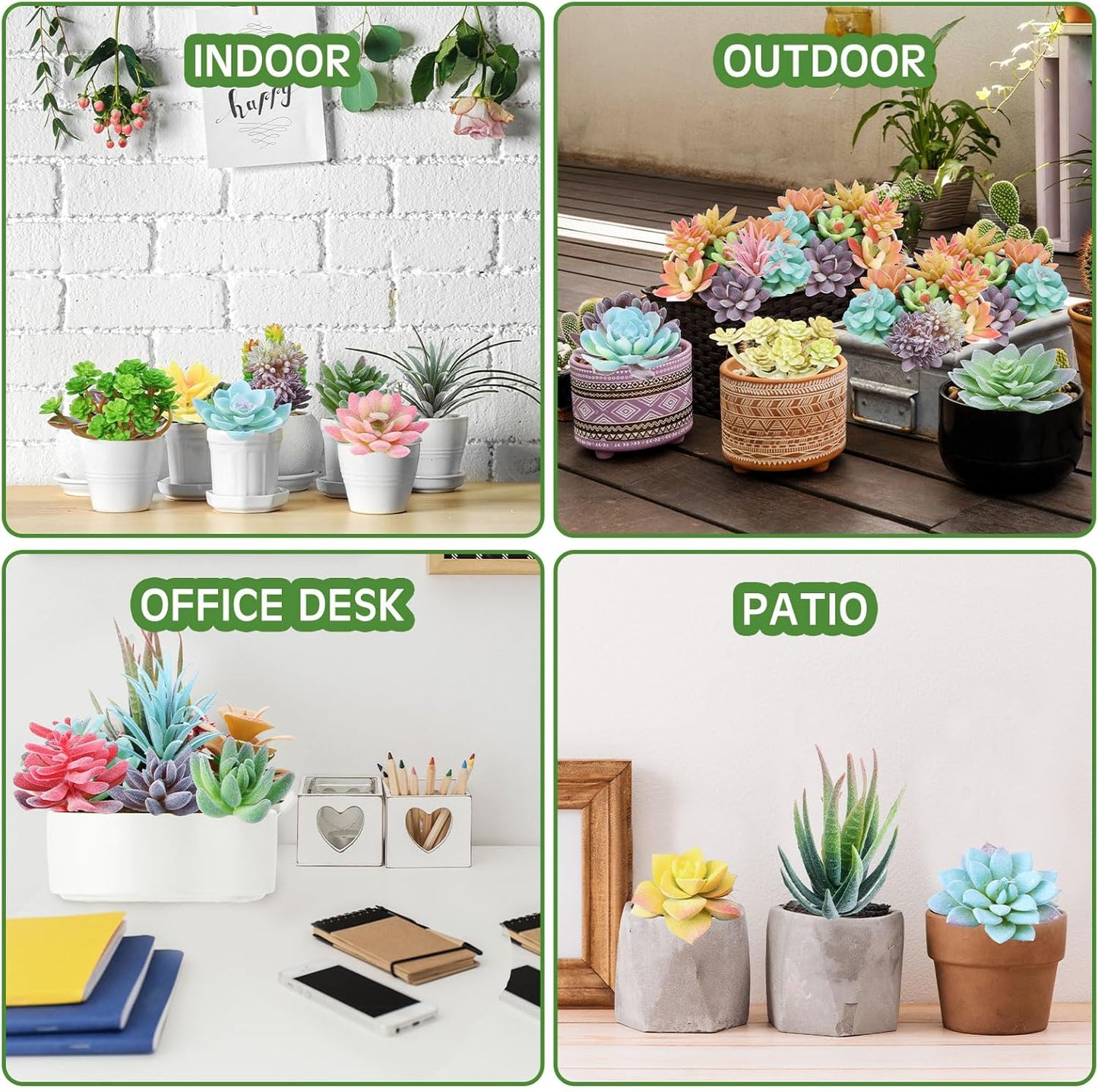 Tigeen 120 Pcs Artificial Plastic Succulents Realistic Textured Assorted Decorative Fake Faux Succulents Unpotted for Lotus Landscape Garden Arrangement