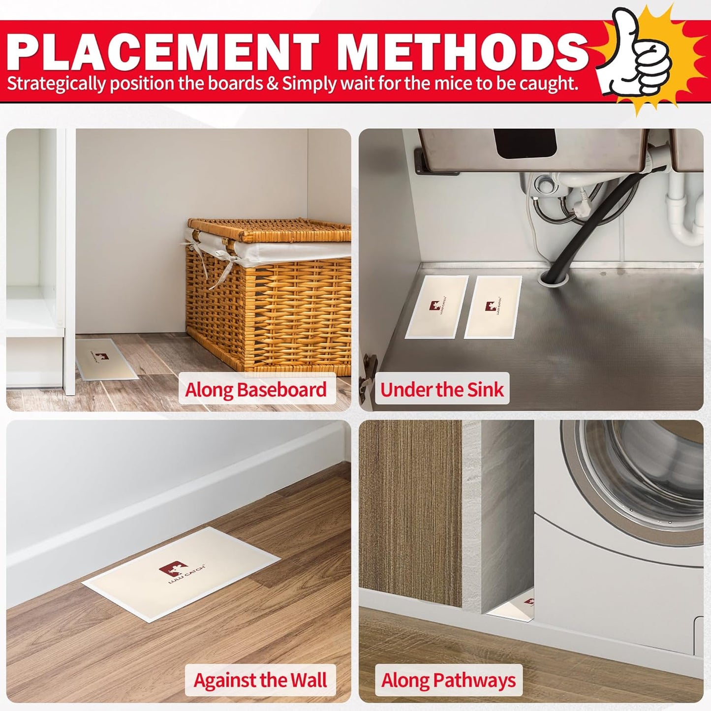 LULUCATCH Mouse Traps Indoor for Home, 12 Pack Pre-Baited Sticky Mouse Traps, Non-Toxic Bulk Sticky Tray, Adhesive Glue Boards for Rats, Bugs, Spiders, Mice, Cockroaches, Pet Safe Pest Control