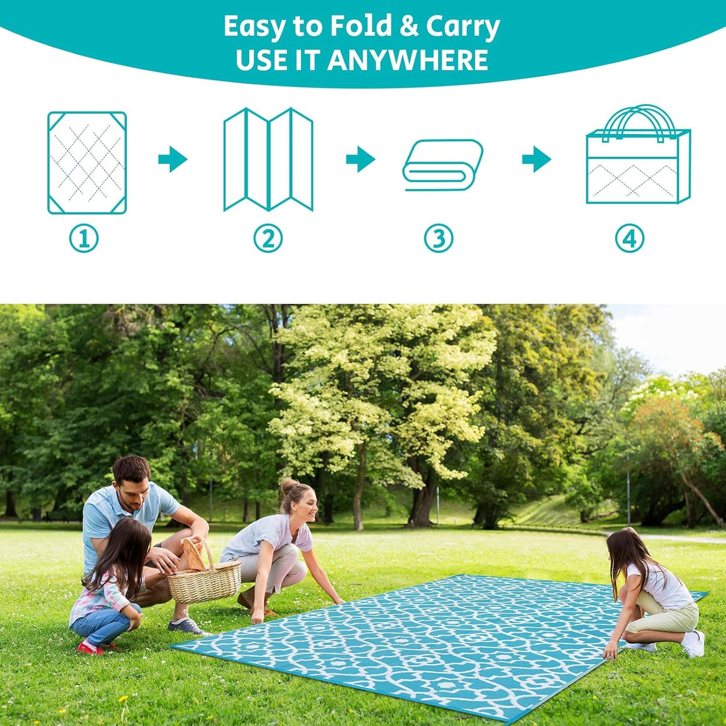 HEBE Outdoor Rug Waterproof 9x12, Plastic Straw Rug Camping Rug, Reversible Outdoor Patio Rugs RV Mat Clearance, Indoor Outside Floor Carpet for Porch,Deck,Camper,Balcony,Backyard