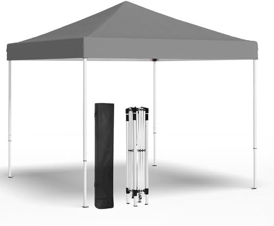 10x10ft Pop Up Canopy Tent,Heavy Duty Waterproof Folding Tent for Camping Parties Events Parties,Outdoor Canopy,Portable Sun Shelter,3 Adjustable Height(Grey)