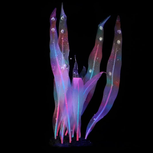 1Pcs Aquarium Decoration Pink Plants Simulation Artificial Water Grass Plastic Fish Tank Decor Plant Soft Silicone Glowing Kelp Ornament Aquarium Accessories,Pink,9.84in