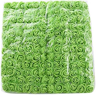 Mini Fake Rose Flower Heads 144pcs for Wedding Party Wedding Bridal Party Home Decor(Lime Green)