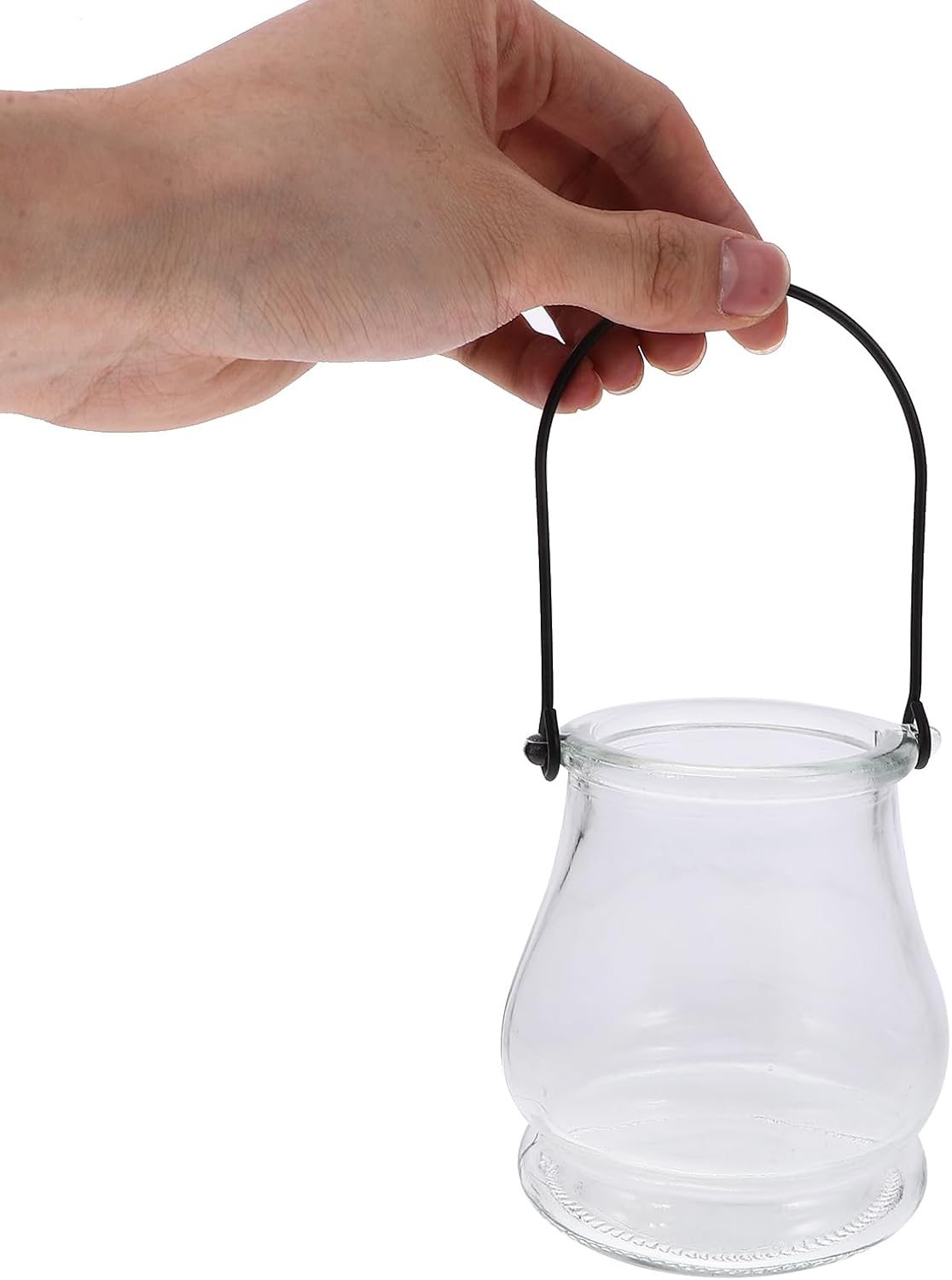 Cabilock 4pcs Hanging Candle Holders, Clear Tealight Holder, Hanging Glass Vase, Fillable Plant Succulent Vase Hanger for Party Wedding Decoration