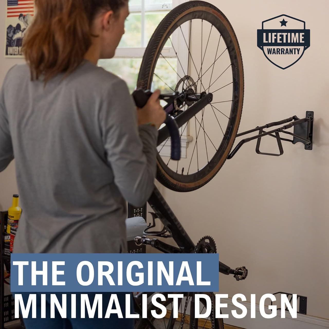 StoreYourBoard SwivelStow Road & Gravel Bike Storage – Heavy Duty Bike Hanger, No-Lift Bike Wall Mount for Garage Bike Storage, Holds 70 lbs, Patent-Pending