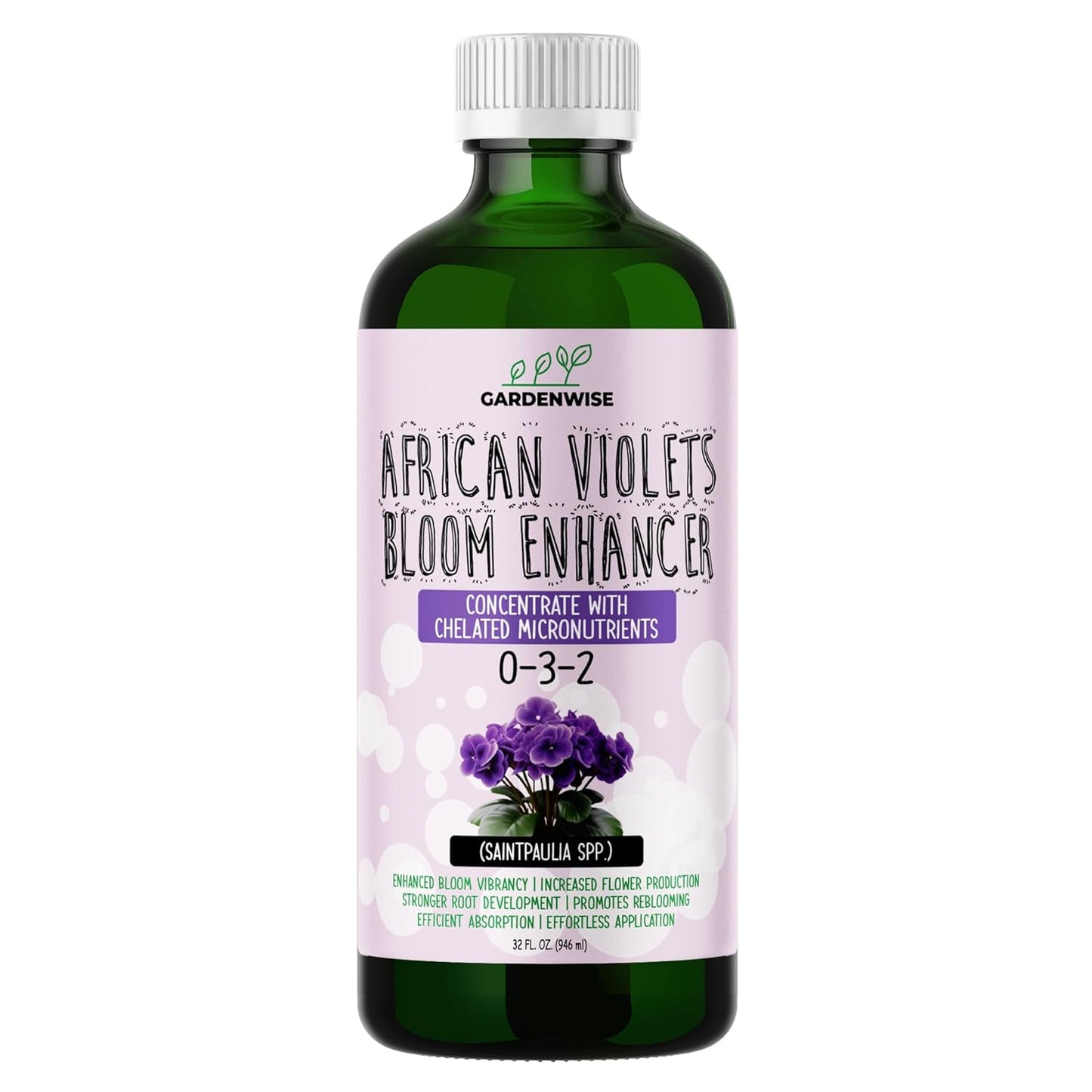 0-3-2 African Violet Fertilizer for Indoor Plants: Concentrated Plant Food – Plant Fertilizer, Bloom Booster for All Violets, Indoor Flowering Plants, Vigorous Growth and Blooming (32 OZ)