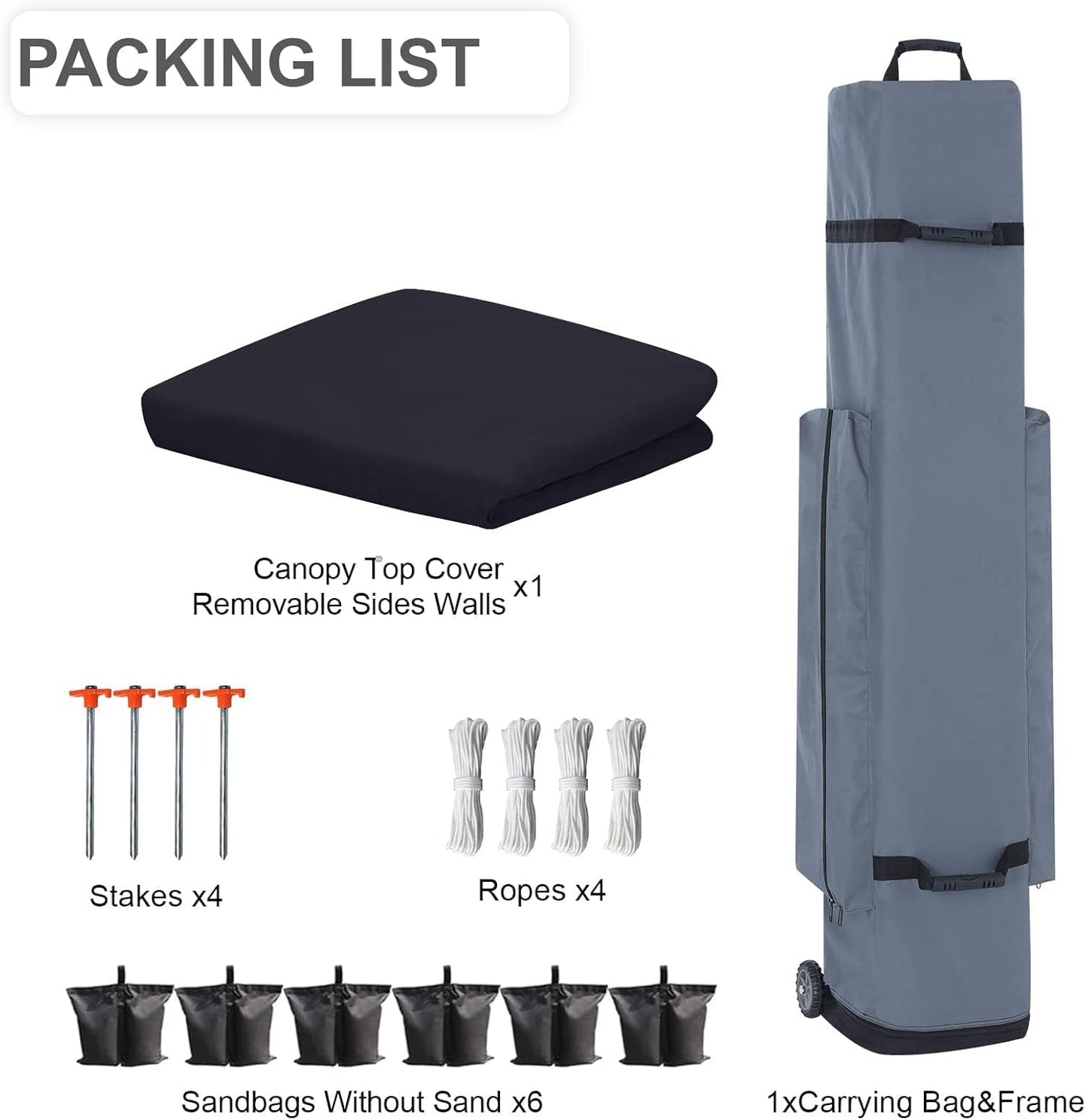 10x20 pop up Canopy, Eazy up Outdoor Patio Canopy Tent with sidewalls, Heavy Duty Commercial Instant Tent with Sand Bags for Deck, Party, Camping, Backyard, Playground, Black