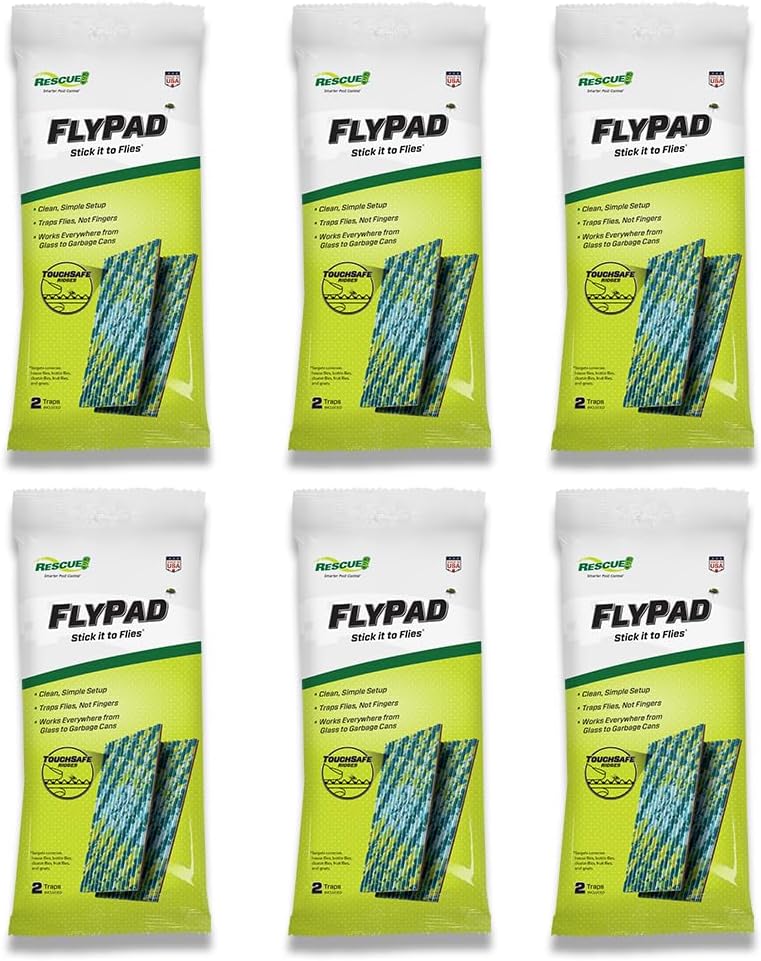 RESCUE! FlyPad – Sticky Fly Traps for Indoor & Outdoor Use - 6 Pack (12 Traps)