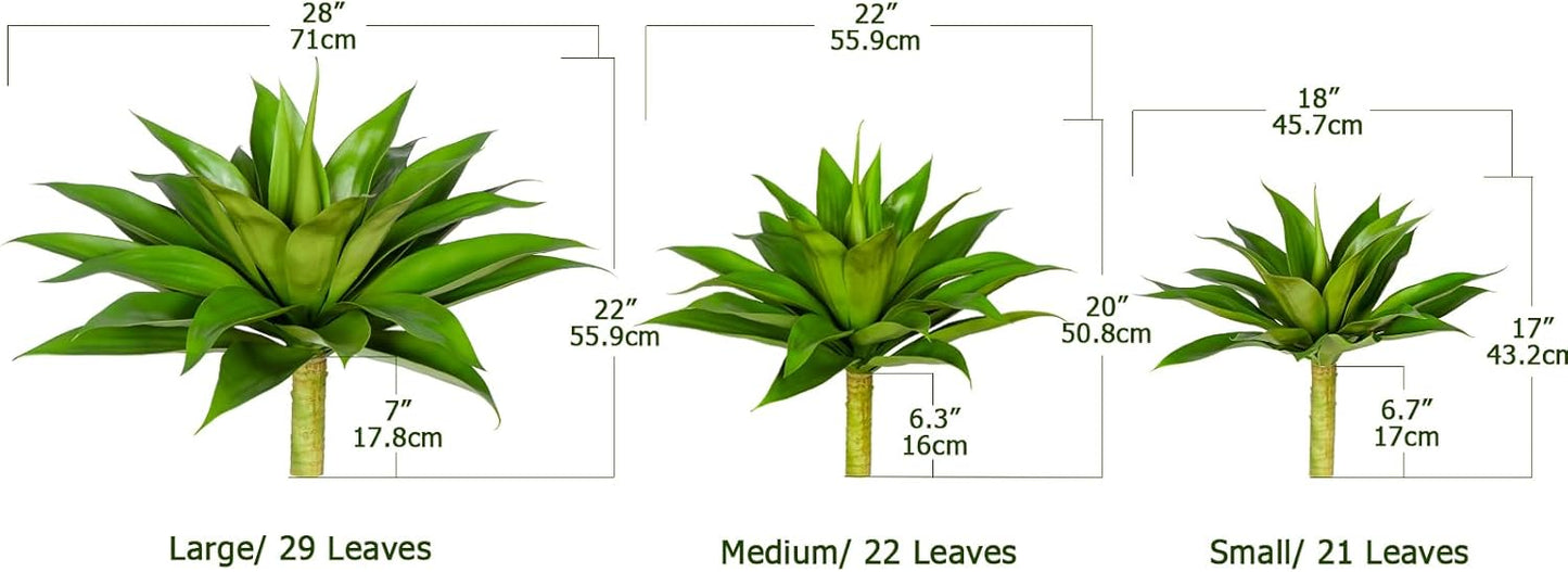 Fake Plants Artificial Agave Plants Indoor, UV Resistant Fake Agave Planters Outdoor Decorating.Artificial Plants for Outdoors Decor(1Pack,22') Spring Decorations for Home