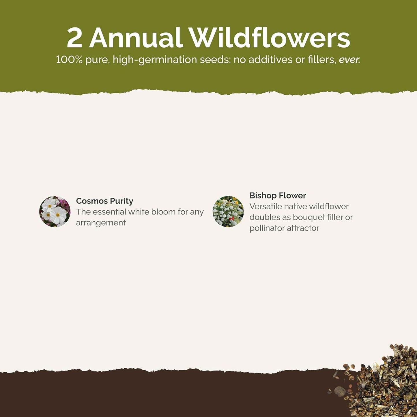 Eden Brothers Moon Garden Flower Mixed Seeds for Planting, 1 lb, 480,000+ Seeds with Cosmos Purity, Bishop's Flower | Attracts Pollinators, Plant in Spring or Fall, Zones 3, 4, 5, 6, 7, 8, 9, 10