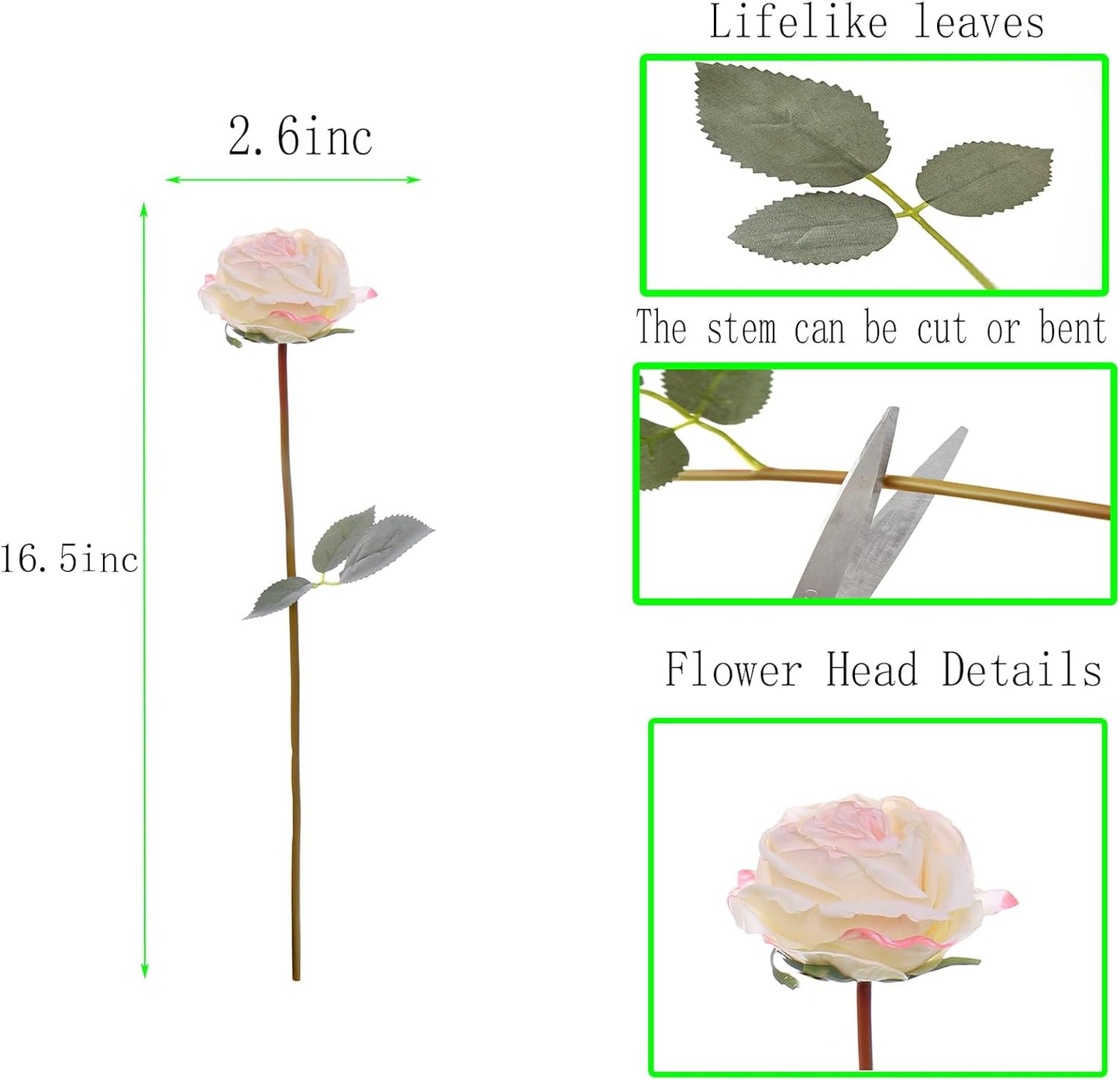 Kimura's Cabin 12pcs Lifelike Faux Silk Roses Flowers with Stem Artificial Rose Bouquet Fake Vintage Roses Dried Flower for Valentines Day Home Centerpiece Wedding Party DIY Decoration(Pink White)