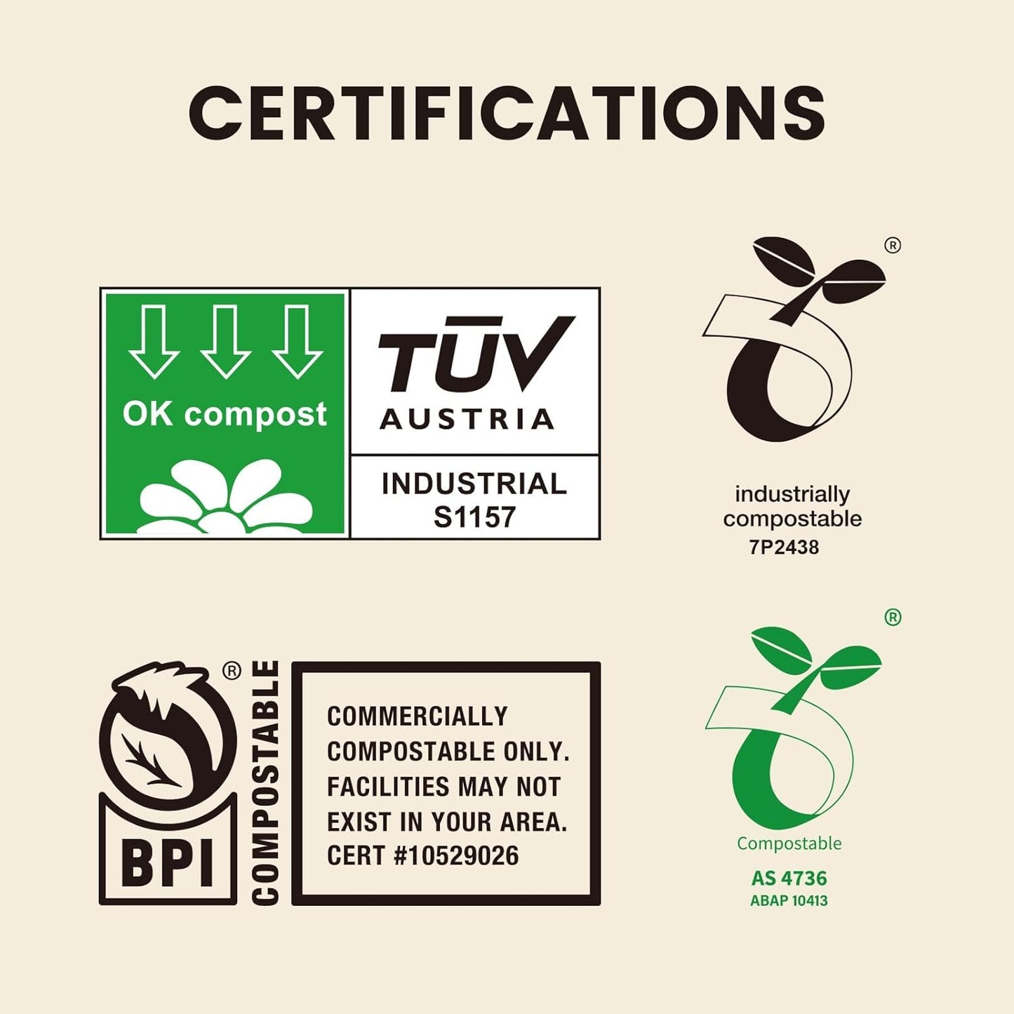 SUPERBIO 13 Gallon Compostable Kitchen Waste Bags, 50 Count, 1 Pack, Flat top Food Scrap bags, Certified by BPI and OK compost INDUSTRIAL, 49.2L, 0.87 Mil