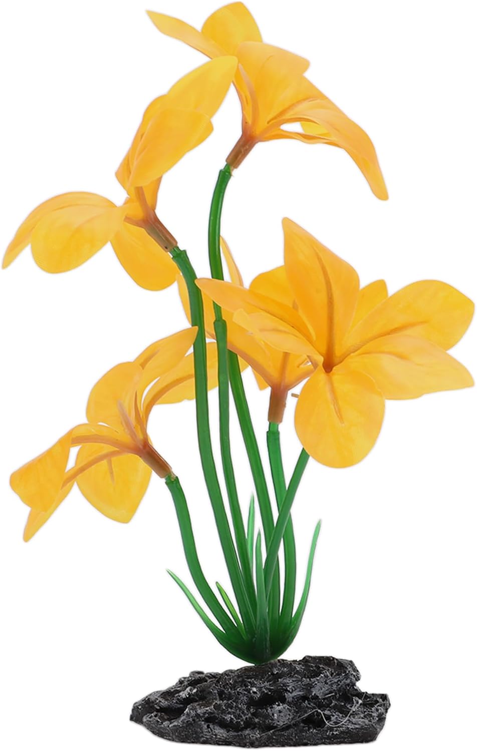 Aquarium Plastic Plants, Reptile Plant Decoration, Aquatic Plant Resin Decor, Betta Fish Tank Realistic Plants for Aquarium, 7.28" Height, Yellow
