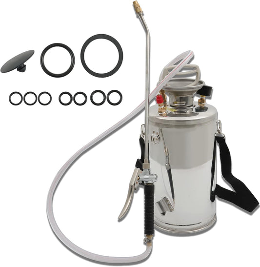 1.5 Gallon Stainless Steel Sprayer Hand Pump Sprayer with Pressure Gauge Safety Valve Adjustable Nozzle for Gardening Lawn and Cleaning