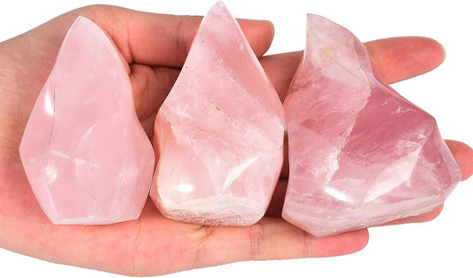 AMOYSTONE Rose Quartz Crystal Stones Energy Flame Tower Healing Crystal and Stone for Meditation Home Decoration 1.0LB