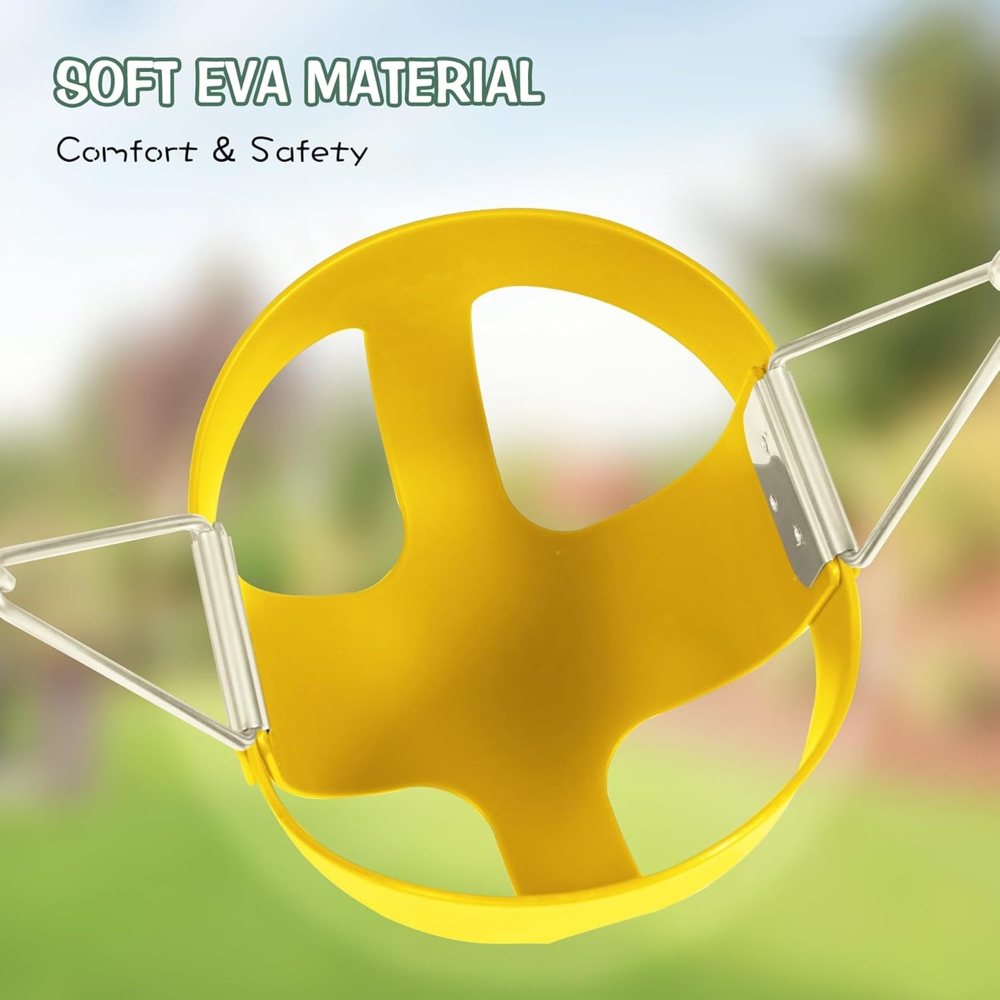 Heavy-Duty Toddler Swing with Coated Safety Chains-High Back Bucket Seat Includes Tree Straps,Hooks for Backyard, Playground,Outdoor Use (Yellow)