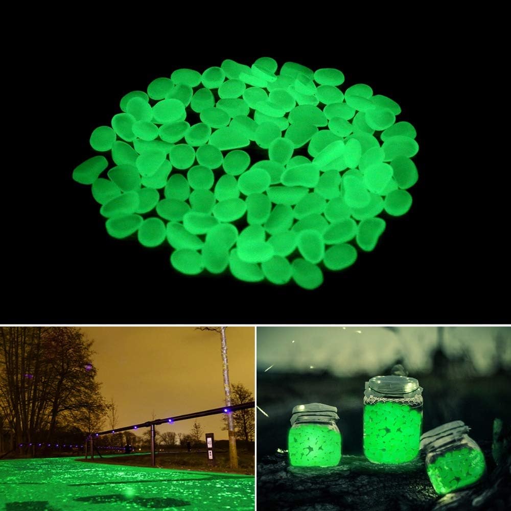 Oubest Glow in The Dark Pebbles/Glow Stones/Glowing Rocks Green Decor for Garden/Fish Tank/Aquarium/Walkway/Driveway/Plant Pots/Bonsai (200, Green)