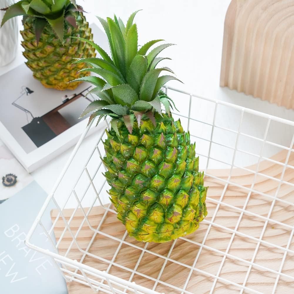 QIRMIZI 2 Pack Artificial Pineapple -Simulated Fruit Decoration, Lifelike Fake Fruit Model, Perfect for Home Decor, Kitchen, Party & Photography Prop – Realistic & Eco-Friendly,Green Small