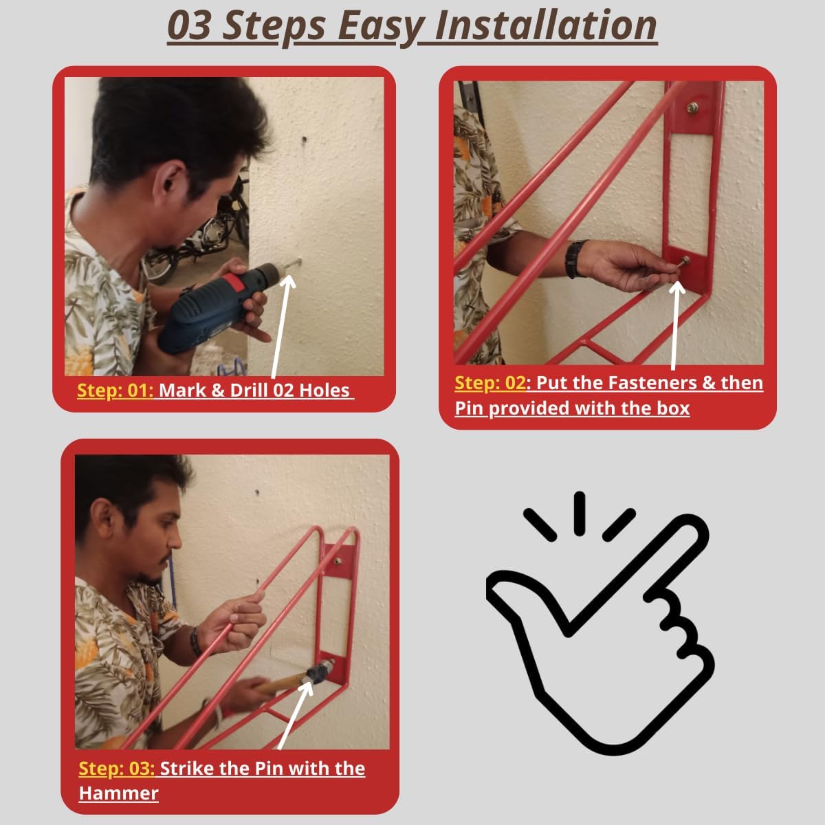 Bike Wall Mount Vertical Bike Hanger for Home Space Saving Rack Storage Mount for Garage or Home Bicycle Holder for Mountain Bikes Road Bikes Holds up to 77lbs Red,Pack of 2