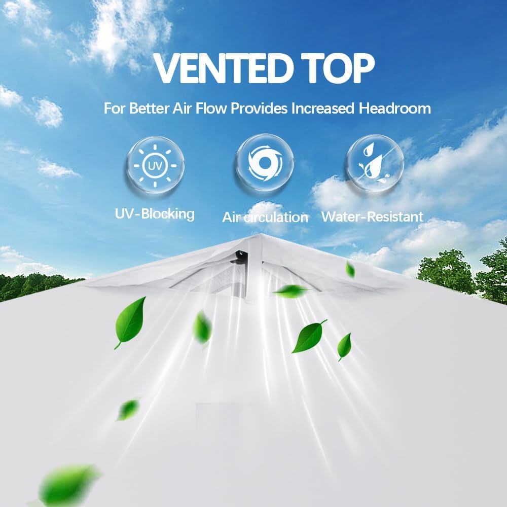 10x10 Pop Up Canopy,Event Tent – One-Person Setup, Waterproof & UV-Blocking, Heavy-Duty Steel Frame, Wheeled Bag & Sandbags – Outdoor Shade for Beach, Camping, Backyard, Tailgate (White)