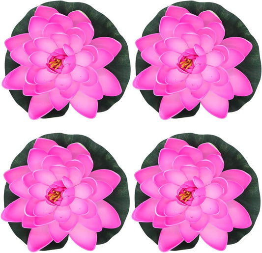 FZBNSRKO Artificial Lotus,4PCS 7.1" Inch Floating Foam Lotus Flowers for Pool,Realistic Water Lily Pads for Home Outdoor Patio Pond Wedding Party Decorations,Water Pink