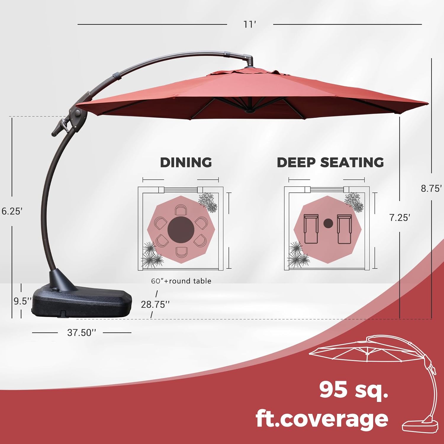 Grand Patio 11FT Cantilever Umbrella - Thumbnail 5