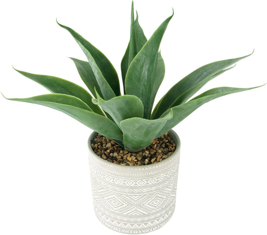 Artificial Potted Plants, 13.8" Artificial Succulent Fake Aloe, Large Faux Aloe Plant in Pot for Home Office Room Badroom Garden Decor (Grey)