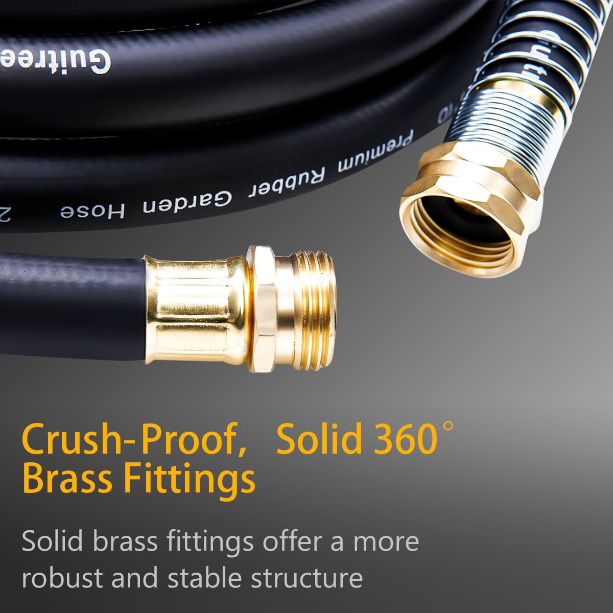 100FT 5/8 Heavy Duty Rubber Garden Hose - 200psi Working, 1000psi Burst - Hot/Cold Water - Five-Layered Braiding for Durability - Versatile for Gardening, Agriculture, Construction(Black)