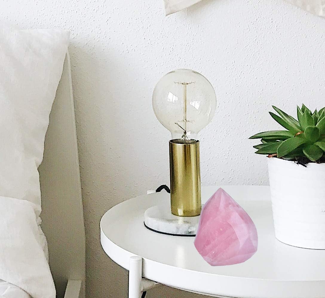 AMOYSTONE Rose Quartz Standing Crystals Big Home Decor Real Rose Quartz Stone Large Flame Tower Energy Meditation Healing Stone 1.0-1.5LB