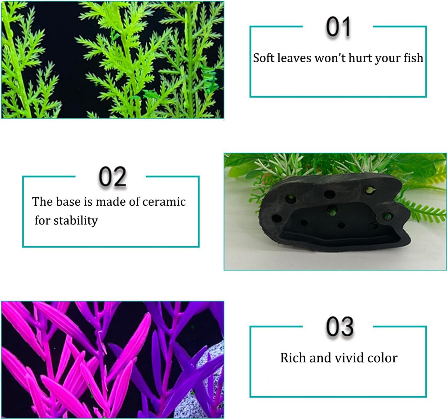 18 Pieces Colorful Artificial Fish Tank Decorations, Aquarium Decorations Fish Tank Purple Artificial Plastic Plants