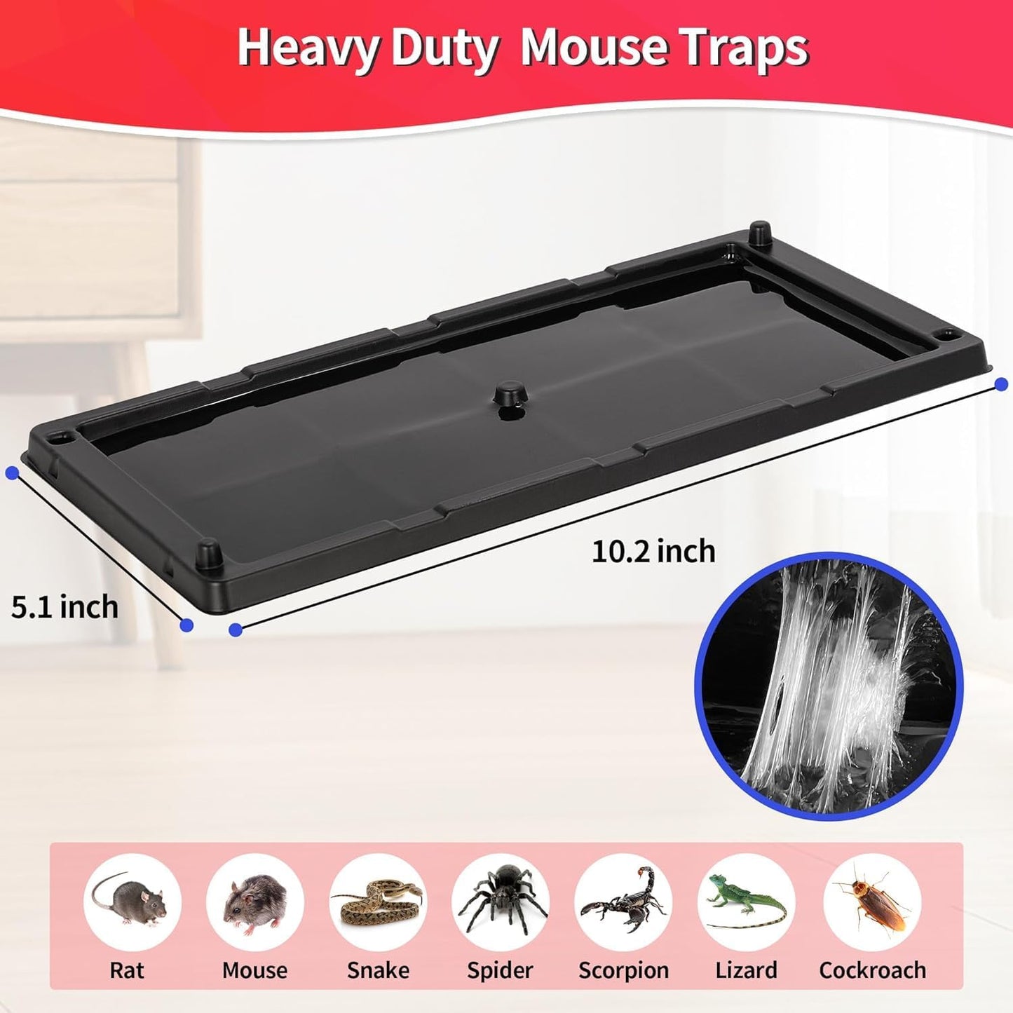 LULUCATCH Glue Mouse Traps Indoor for Home 14 Pack, Pre-Baited Sticky Plastic Glue Boards for House, Snake, Lizard, Insect, Mice, Rats & Spider Traps, Pet Safe Pest Control