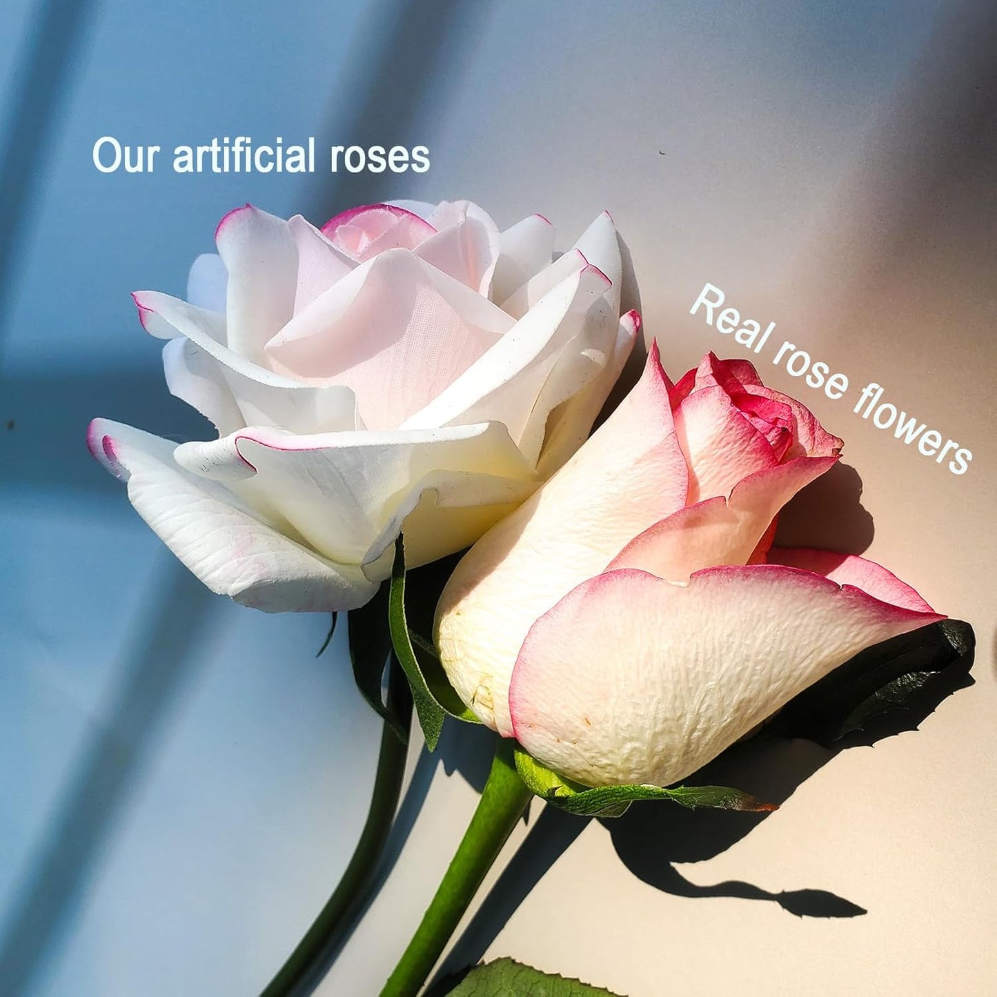 Artificial flower real touch roses feel and look realistic fake roses with stems, suitable for gift, for wife girlfriend mom friends, Indoor home table，cake, hotel, car ecoration (6, golden)