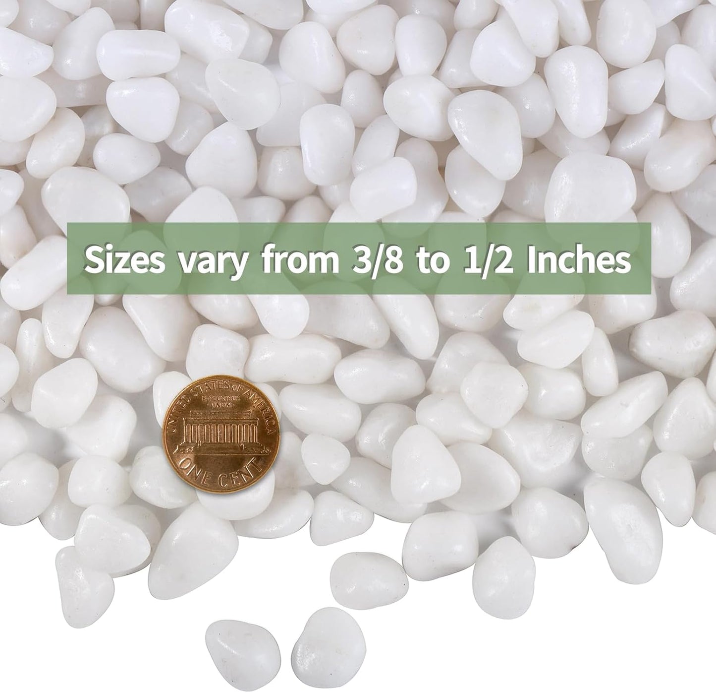 10 LB White Pebbles for Plants, 3/8 inch White Rocks for Vases Landscaping, Small Decorative Stones for Indoor Outdoor, Polished