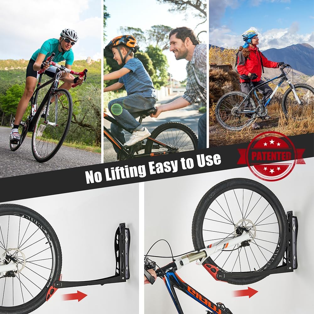 Ultrawall BIKEPAL Swivel Bike Racks - No Lift Wall-Mounted Bike Storage Solution for Home & Garage