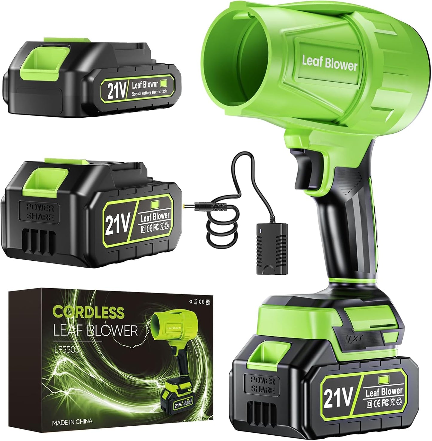 Leaf Blower Cordless with Battery and Charger, 550,000 RPM, Lightweight Handheld Design, Turbo Jet Blower for Lawn, Yard, Garage, Patio, and Sidewalk Cleaning.