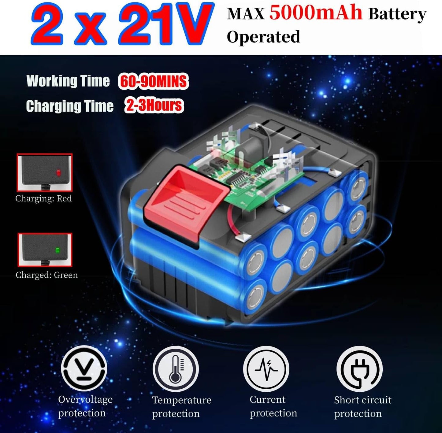 Electric Weed Wacker with Wheel, 21V Cordless Weed Eater with 2 x Batteries & 1 Charger, 3 in 1 Grass String Trimmer/Brush Cutter/Edger, Stringless Lightweight Weed Trimmer for Garden, Yard and Lawn