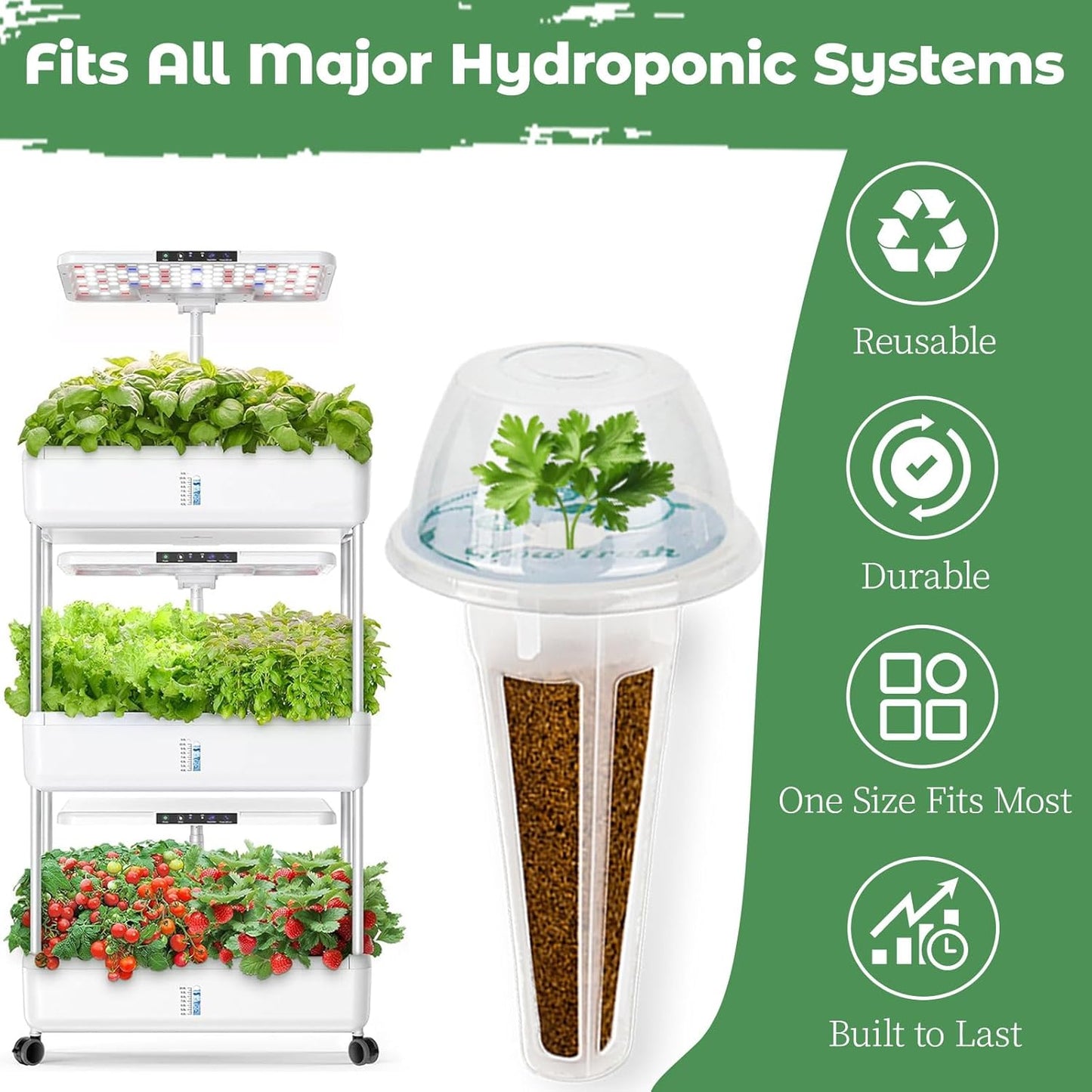 Herb Seed Pods Kit Hydroponic - Refill Pod for All Indoor Garden, 8 Grow Pods with Seeds of Genovese Basil, Cilantro and Thyme, Compatible with All Hydroponics Growing Systems