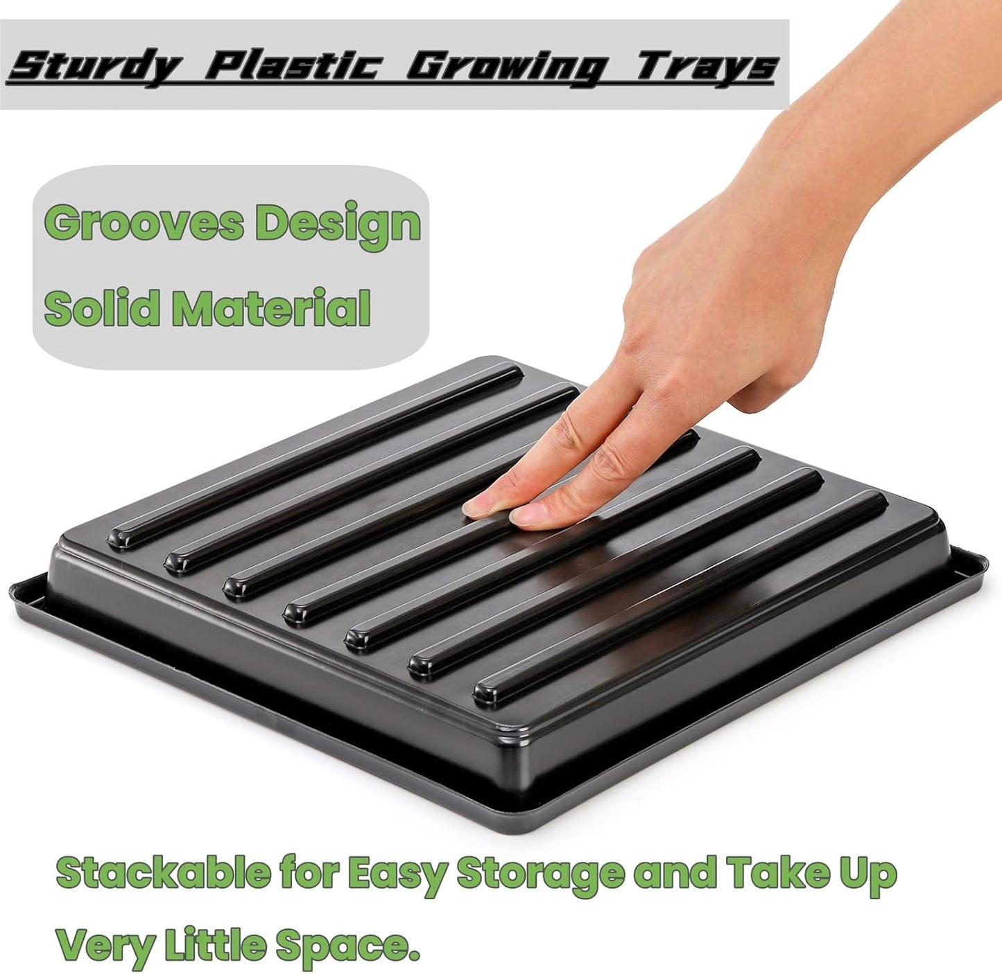 10 Pack Plastic Growing Trays, 10.6"x10.6" Garden Plant Growing Flats, Propagation Seedling Tray Without Drain Holes, Microgreens Seed Starter Tray for Greenhouse Wheatgrass Germination