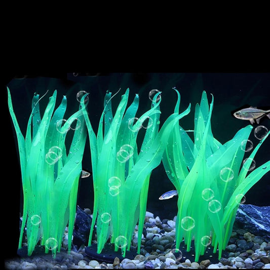 3Pcs Soft Silicone Aquarium Plants Set Glowing Kelp Fish Tank Plants Decor Artificial Green Aquarium Plant Simulation Artificial Water Grass for Fish Tank,7.08in9.84in16.9in