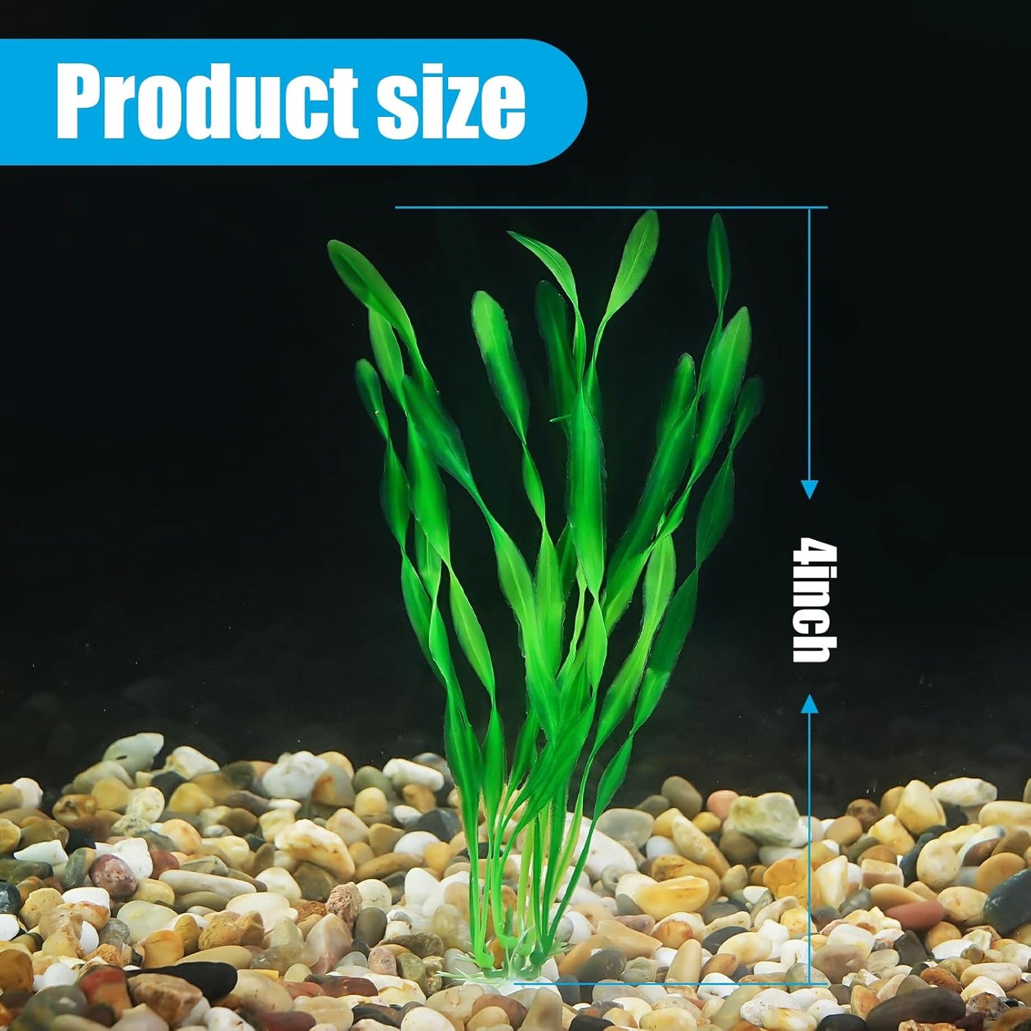 AQUANEAT Fish Tank Artificial Plants, Aquarium Plastic Seaweed Decorations, 8Inch Tall Fake Green Accessories, 10 Packs