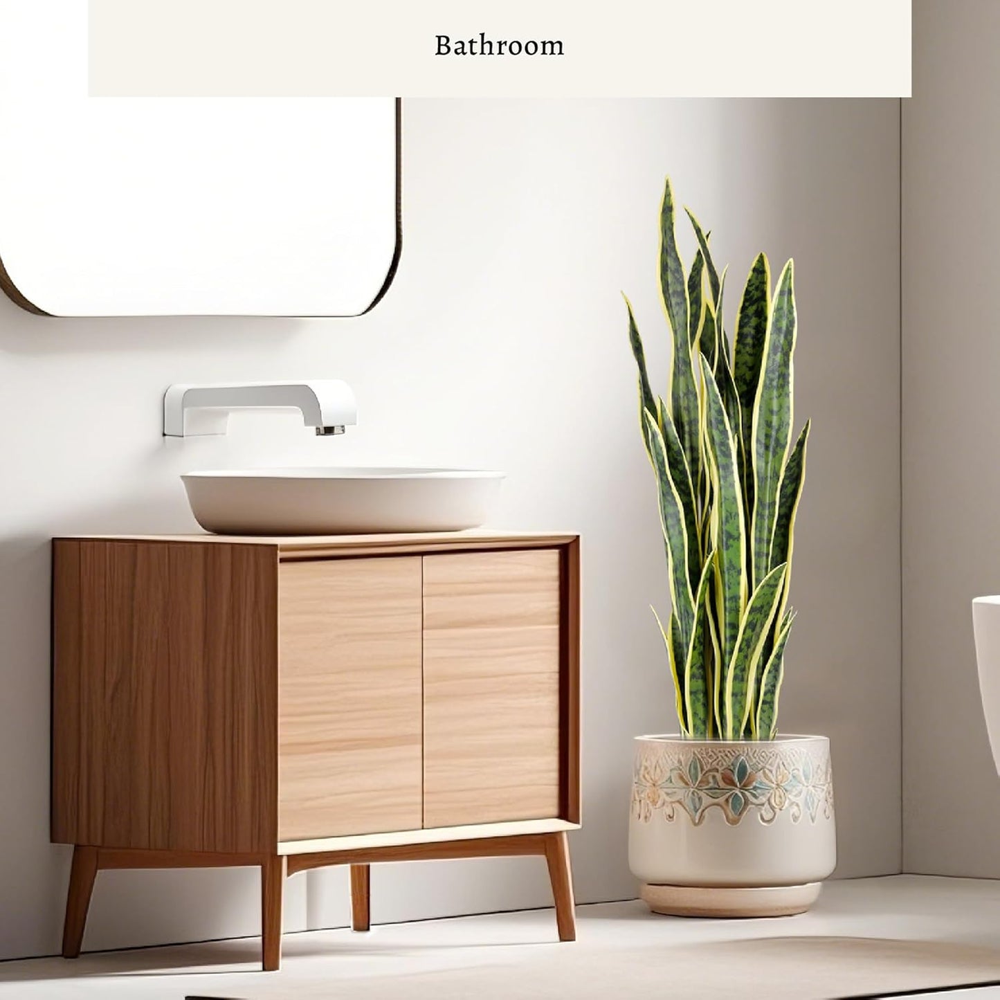 KOL 3ft Artificial Snake Plant, Fake Sansevieria Potted Floor Plants, 32 Lifelike Faux Leaves, Indoor Home Office Room Decoration, Mother-in-Law Tongue, 35in, Yellow