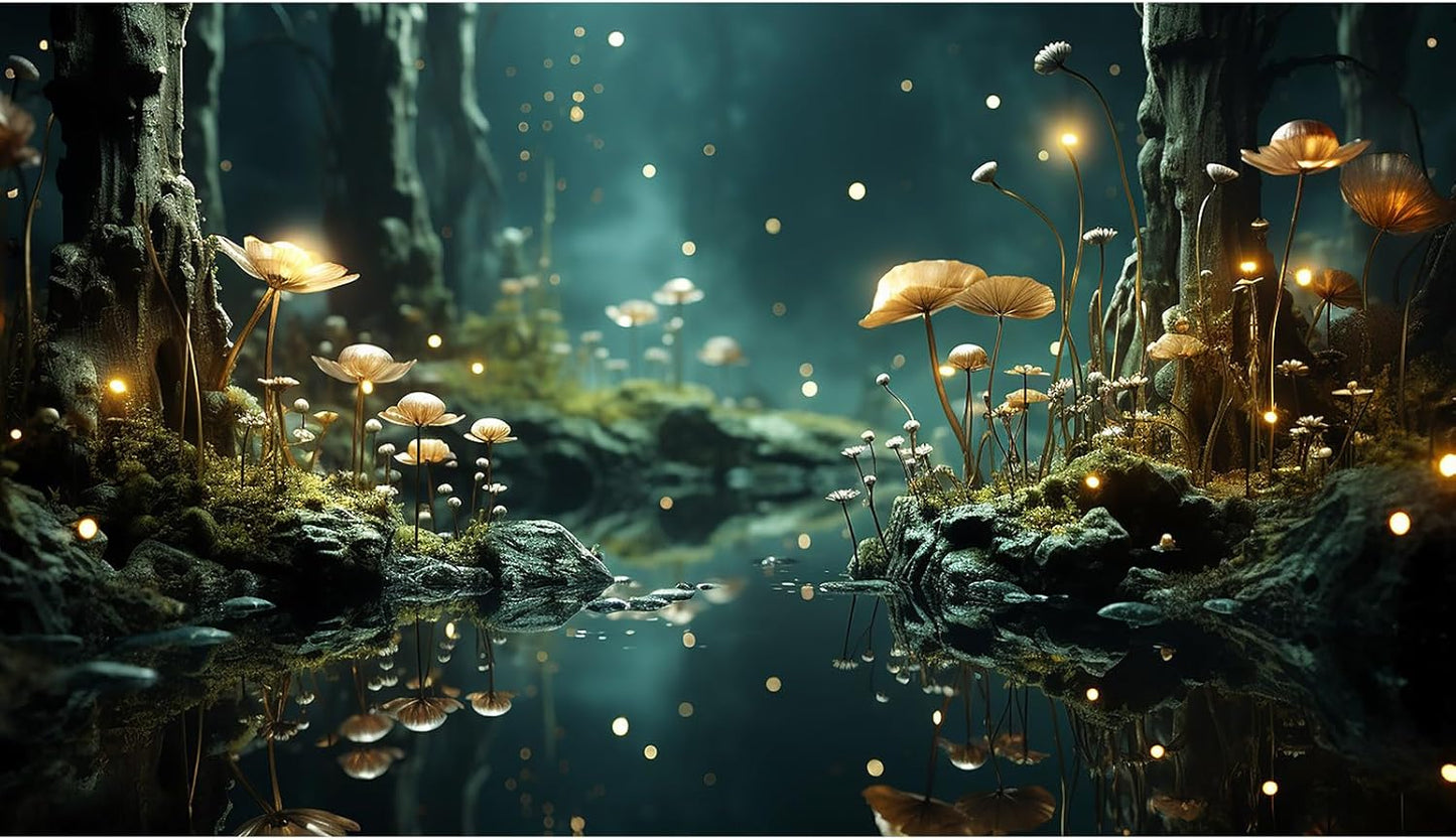 Fantasy Aquarium Background Rock Flowers Tranquil Water Scene Terrarium Backdrop Fantasy Lights Fish Tank Background Reptile Habitat Backdrop Aquarium Poster Wallpaper Decor Vinyl 72x18in