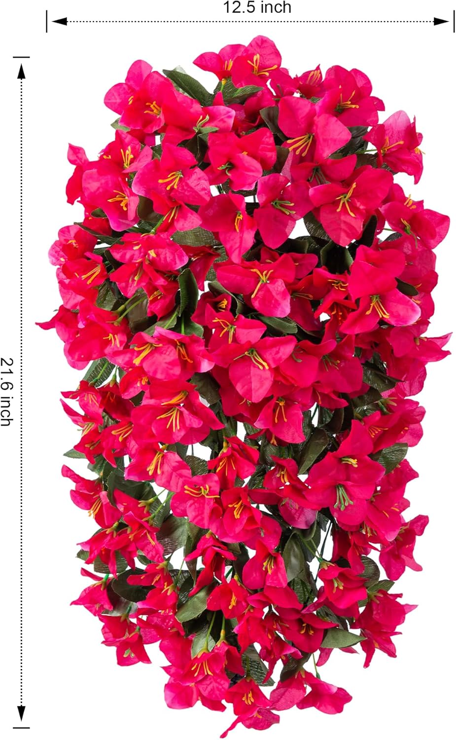 Bougainvillea Artificial Hanging Flowers Plants for Outdoors Decoration, 2pcs Fake Flowers Silk Bougainvillea Vines Realistic UV Resistant Faux Flowers for Planters Porch Patio Urn, Hot Pink