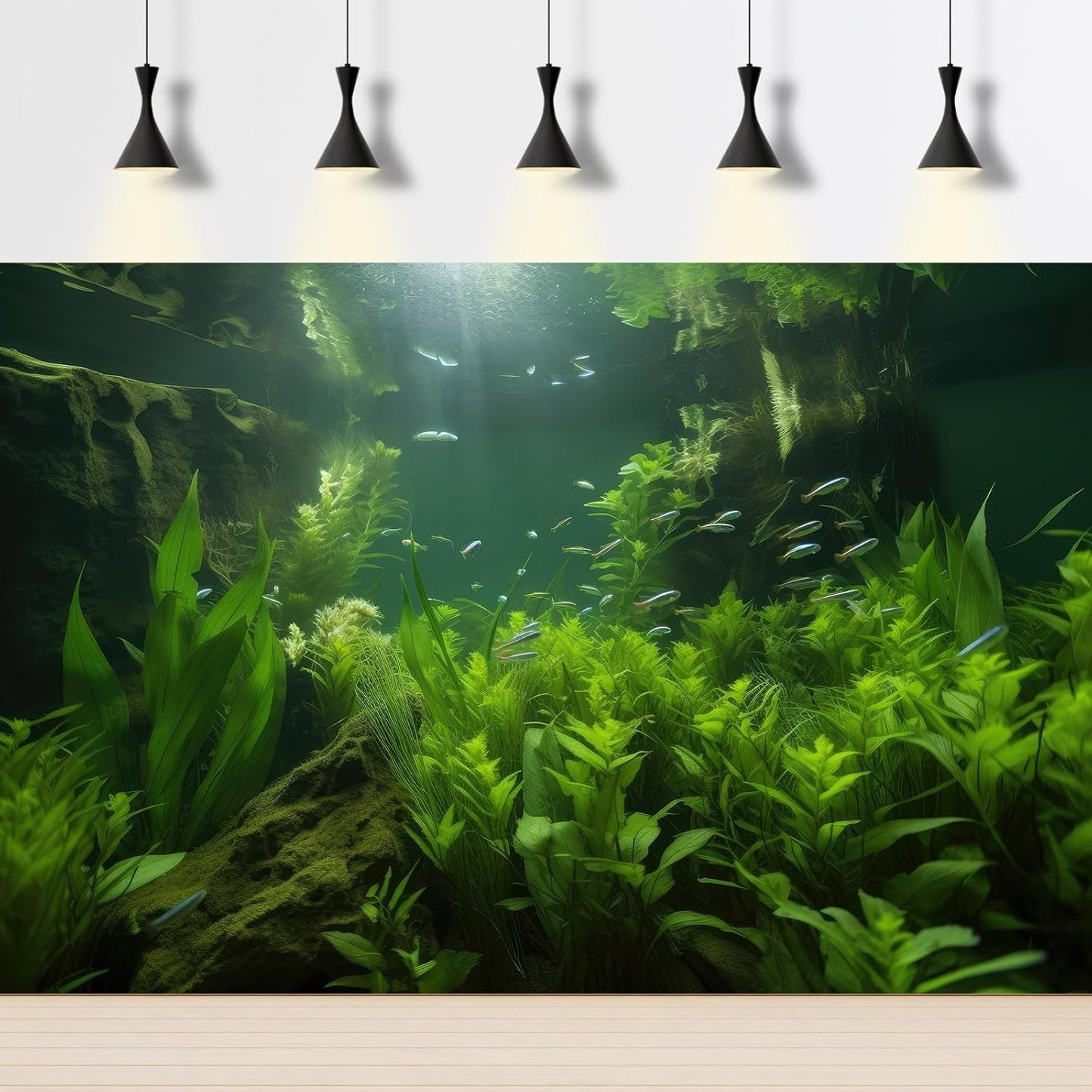 Aquarium Background Lush Aquatic Plants Seagrasses Terrarium Background Redwood Root Moss Tropical Style Green Underwater Plants Fish Tank Background Under The Sea Reptile Tank Backdrop 72x16in