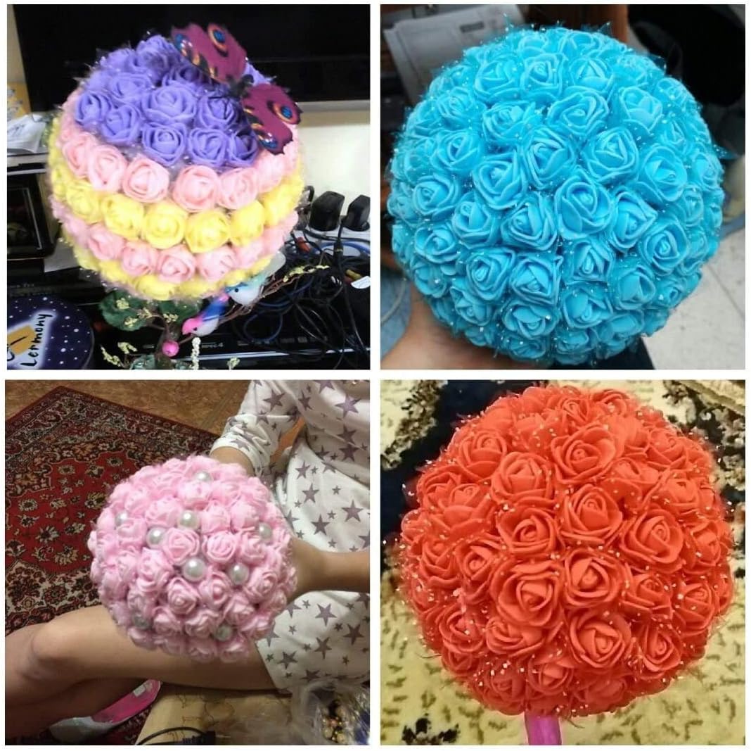 144pcs Mini Fake Rose Flower Heads Realistic Navy Blue Roses Heads w/Stem for DIY Wedding Bouquets Centerpieces Bridal Shower Party Home Decorations (Navy Blue)