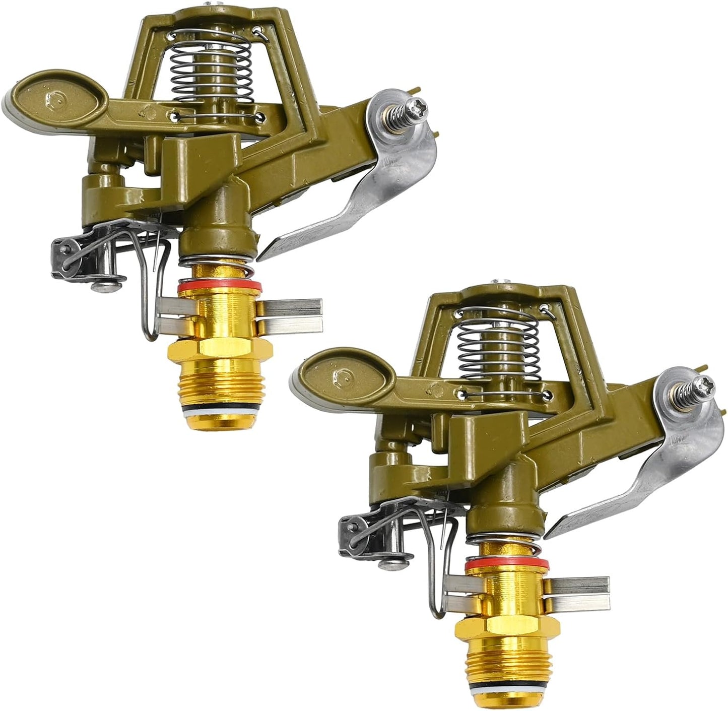 1/2 Inch Brass Impact Sprinkler with Nozzles Adjustable 0-360 Degree Coverage Pattern Heavy Duty Lawn Sprinkler Head for Yard Lawn Grass Patio Garden Irrigation (2Pcs)