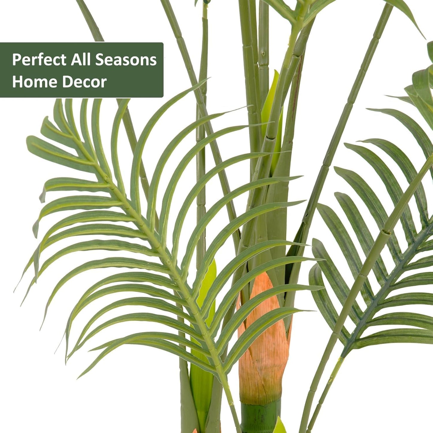 Artificial Fake Palm Tree 6FT 1Pack with White Planter & Free Moss, UV Resistant Artificial Palm Tree for Outdoors, Fake Plants for Poolside Home Room Decor, Faux Plants Outdoor Decor