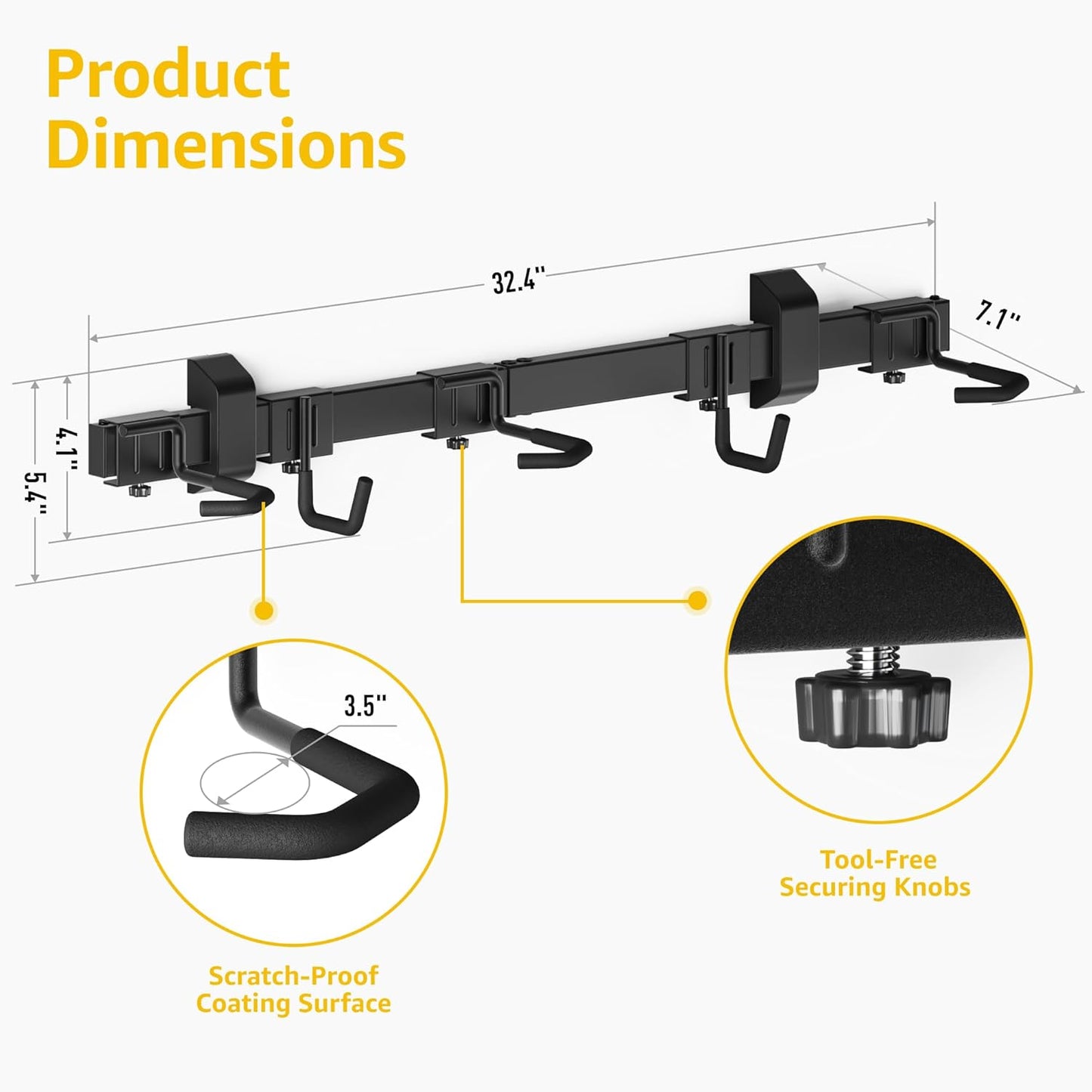 monTEK Enhanced Bike Storage Rack, Adjustable 3-Bike and 2-Helmet Hangers for Indoor Bike Storage, Customizable for Various Bike Sizes, Heavy-Duty Steel Bike Wall Mount, Max Load 209lbs, 32-in